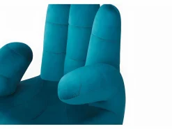Sillón pivotante forma de mano CATCHY terciopelo verde azul^Vente-unique Online