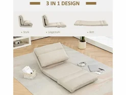 Sillón Cama|Sillón plegable regulable en 6 posiciones, cojín grueso, función cama, poliéster, (70x72x56cm)