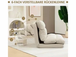 Sillón Cama|Sillón plegable regulable en 6 posiciones, cojín grueso, función cama, poliéster, (70x72x56cm)