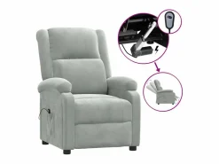 Sillón reclinable eléctrico de terciopelo claro^vidaxl Clearance