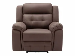 Vente-unique Sillón Relax|Sillón reclinable eléctrico de microfibra con aspecto de cuero envejecido marrón ORTIANO