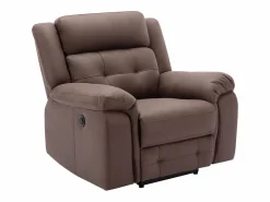 Vente-unique Sillón Relax|Sillón reclinable eléctrico de microfibra con aspecto de cuero envejecido marrón ORTIANO