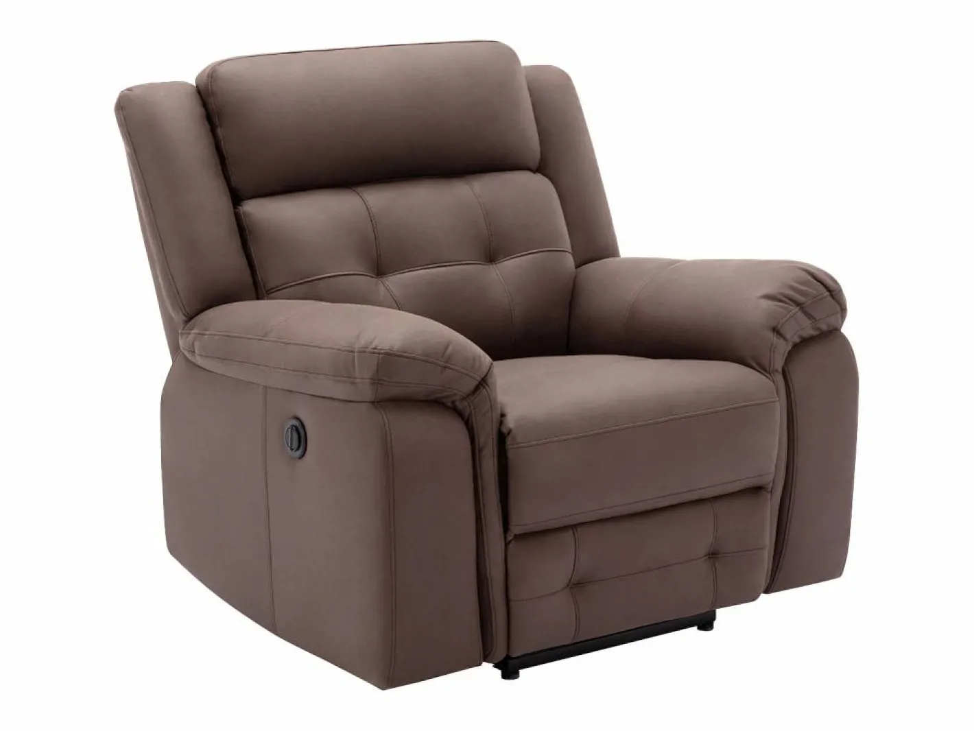Vente-unique Sillón Relax|Sillón reclinable eléctrico de microfibra con aspecto de cuero envejecido marrón ORTIANO