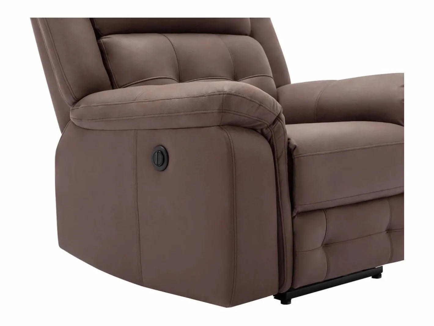 Vente-unique Sillón Relax|Sillón reclinable eléctrico de microfibra con aspecto de cuero envejecido marrón ORTIANO
