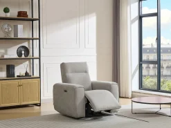 Sillón reclinable eléctrico de tela color gris LORGITA^Vente-unique Discount