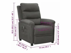 vidaxl Sillón reclinable eléctrico de tela oscuro Gris New