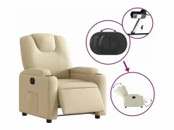 vidaxl Sillón reclinable eléctrico de tela Crema