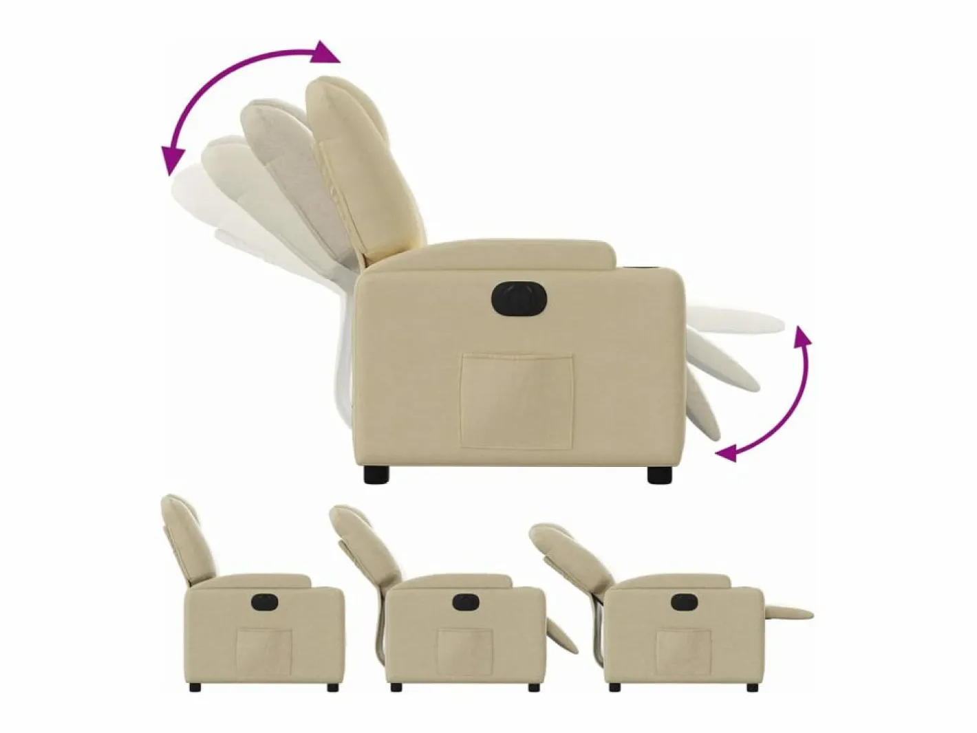 vidaxl Sillón reclinable eléctrico de tela Crema