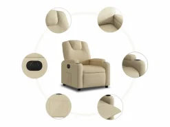 vidaxl Sillón reclinable eléctrico de tela Crema