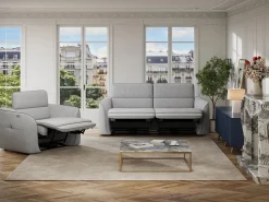 Vente-unique Sillón reclinable eléctrico de tela OZARTO Gris claro Best