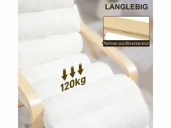 Sillón reclinable, funda suave de sherpa, poliéster, color , con reposapiés ajustable (67x93-114x105 cm)^ Best