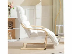 Sillón reclinable, funda suave de sherpa, poliéster, color , con reposapiés ajustable (67x93-114x105 cm)^ Best