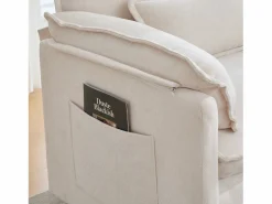 Conjunto Sofá Y Sillón|Sillón reclinable individual con otomana - Sillón lounge de chenilla con respaldo alto - Integración de bolsillos laterales