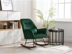 Sillón reclinable tapizado en terciopelo con soporte lumbar, ideal para sala de estar y dormitorio infantil, color Verde Clearance