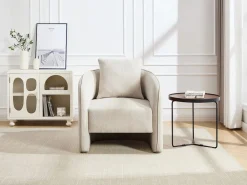 Vente-unique Sillón|Sillón redondeado de tela jaspeada color LANITO