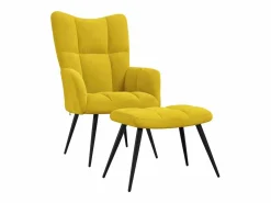 Sillón relajante con taburete de terciopelo mostaza^vidaxl Online