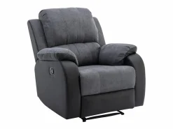 Sillón relax de microfibra y piel sintética gris y negro BRODY^Vente-unique Best