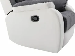 Vente-unique Sillón relax de microfibra y piel sintética gris y blanco BRODY Gris / Blanco Discount