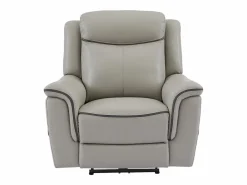 Vente-unique Sillón relax eléctrico de cuero ADELIO Gris claro