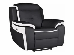 Vente-unique Sillón De Piel|Sillón Relax|Sillón relax eléctrico de piel ANGELIQUE - No ir/blanco