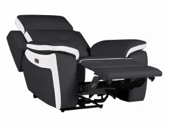 Vente-unique Sillón De Piel|Sillón Relax|Sillón relax eléctrico de piel ANGELIQUE - No ir/blanco