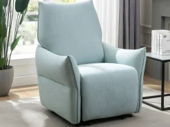 Sillón relax eléctrico de tela azul claro estilo contemporáneo MODOC^Vente-unique Online