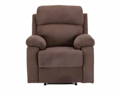 Vente-unique Sillón relax mecánico de tela marrón TOLZANO patas metal Marru00f3n