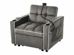Sillón retráctil de terciopelo - con portavasos + soporte para teléfono móvil -^ModernLuxe Clearance