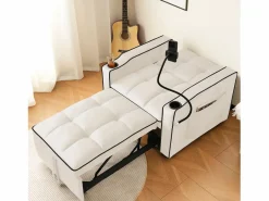 ModernLuxe Sillón Cama|Sillón retráctil de terciopelo - con portavasos + soporte para teléfono móvil -