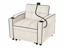 ModernLuxe Sillón Cama|Sillón retráctil de terciopelo - con portavasos + soporte para teléfono móvil -