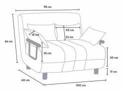 Sillón Sofá Cama Plegable Reposabrazos de tela Deborah Twin Dos Plazas -^Le roi du relax Outlet