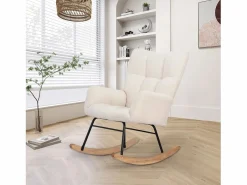 Sillón tapizado, estampado de cuadros suaves, para salón, dormitorio, mecedora, capacidad de peso 120 kg, color . Beige Discount