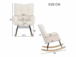 Sillón tapizado, estampado de cuadros suaves, para salón, dormitorio, mecedora, capacidad de peso 120 kg, color . Beige Discount