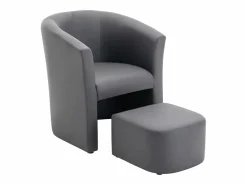 Vente-unique Sillón y chaise longe en imitación estilo clásico intemporal JOVANA Gris