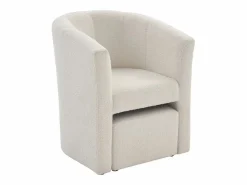 Vente-unique Sillón|Sillón Estilo Cabriolet|Sillón y puf de tela de rizo estilo clásico atemporal JOVANA