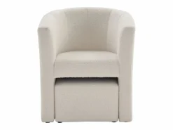 Vente-unique Sillón|Sillón Estilo Cabriolet|Sillón y puf de tela de rizo estilo clásico atemporal JOVANA