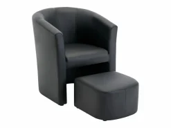 Sillón y puf tapizados en estilo clásico intemporal JOVANA^Vente-unique New