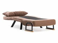 Menzzo Sillón Escandinavo|Sillón-cama de 1 plaza – color marrón claro – estructura 100% metal – tejido de lino