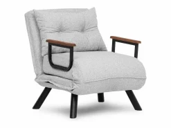 Menzzo Sillón Escandinavo|Sillón-cama de 1 plaza – color marrón claro – estructura 100% metal – tejido de lino