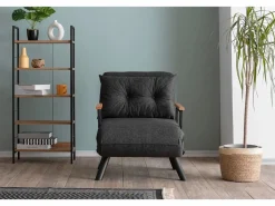Menzzo Sillón Escandinavo|Sillón-cama de 1 plaza – oscuro – metalizado