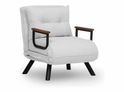Menzzo Sillón-cama de 1 plaza – 175x60 cm – Blanco – Metal y tela afelpada Crema Outlet