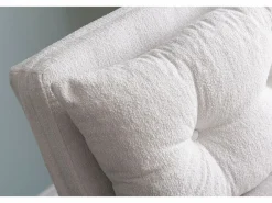 Menzzo Sillón-cama de 1 plaza – 175x60 cm – Blanco – Metal y tela afelpada Crema Outlet