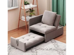 Hauss Spole Sillón/sofá cama convertible - Respaldo regulable - Tejido de lino Gris Outlet