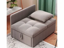 Hauss Spole Sillón/sofá cama convertible - Respaldo regulable - Tejido de lino Gris Outlet