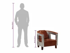 vidaxl Sillón De Piel|Sillon de aviador de cuero auténtico marrón