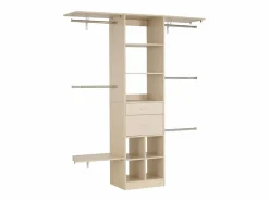 Sistema de Armario SucceBuy con 2 Cajones, Organizador de Madera de Altura Ajustable, Colgador de Ropa Equipado con 5 Barras Retráctiles, Acabado Roble Gris Sale