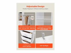 Sistema de Armario SucceBuy con 3 Cajones, Sistema de Organización de Armario de Madera de Altura Ajustable, Colgador de Ropa para Almacenamiento de Dormitorio^ Hot