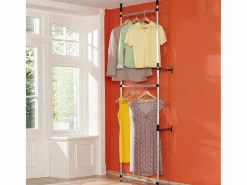 vidaxl Sistema de armario telescópico con barras y estante aluminio Plateado
