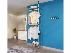 vidaxl Sistema de armario telescópico con barras y estante aluminio Plateado