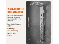 Sistema de panel de ducha de acero inoxidable con 6 modos, sistema de torre de panel de ducha SucceBuy, LED Hydropower Plateado Discount